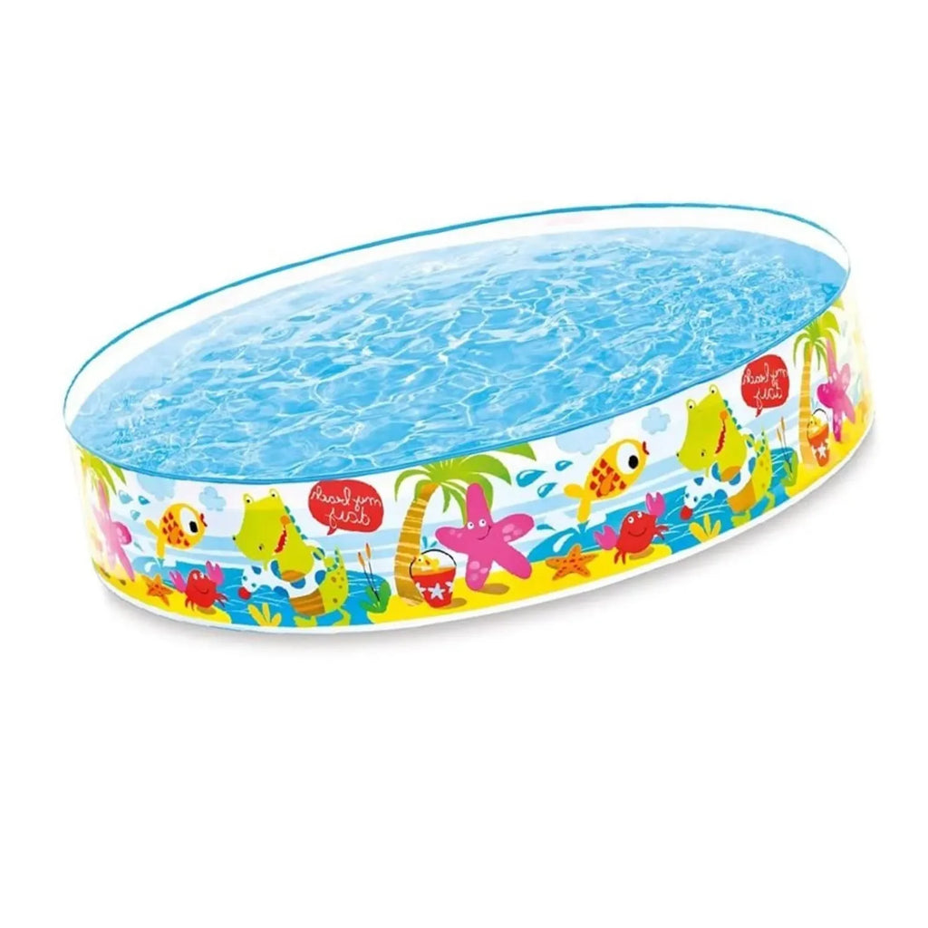 Intex My Beach Day Snapset Pool – 1.52m x 25cm (Multicolor) | Round PVC Pool for Kids | Lightweight & Portable - Naivri