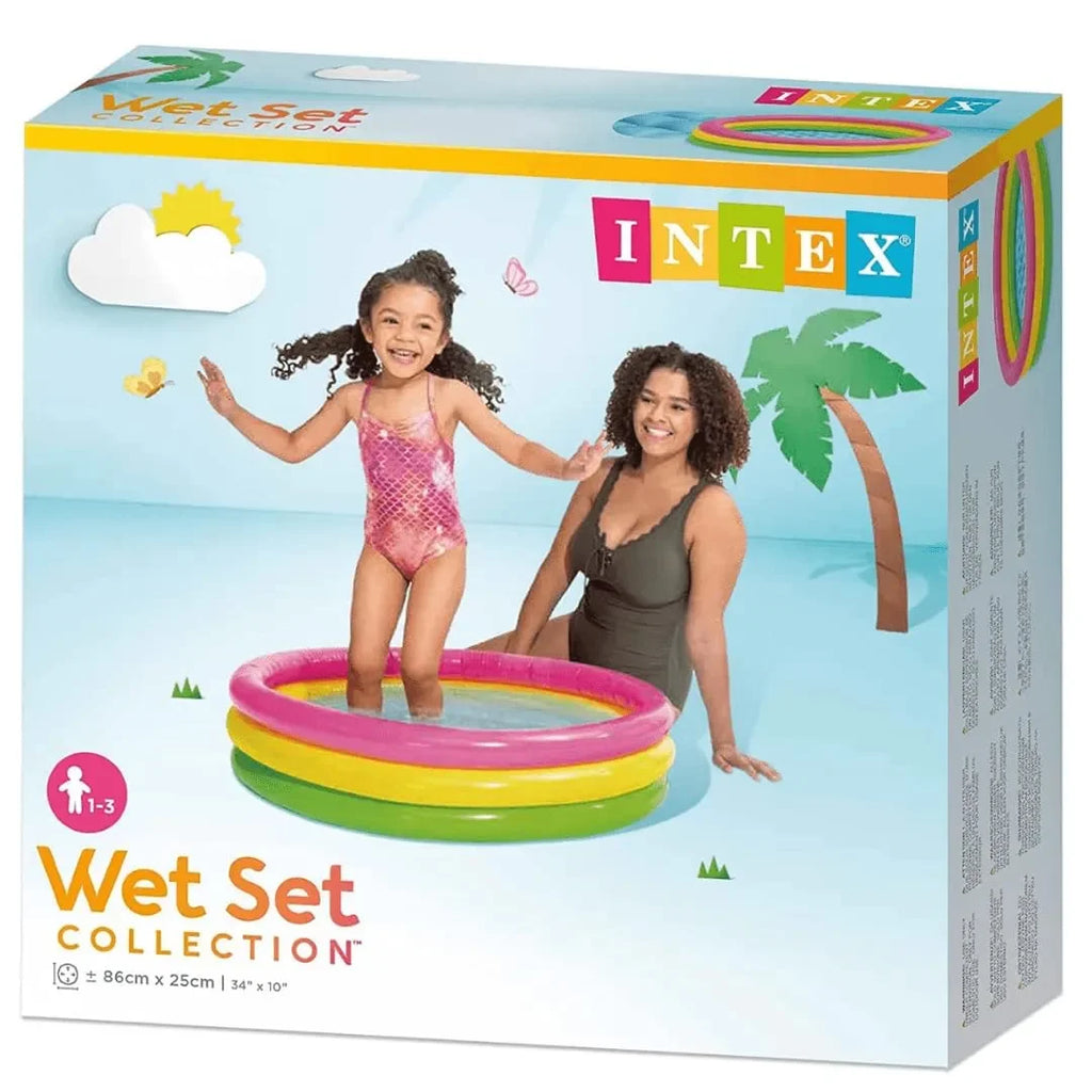 Intex Sunset Glow Baby Pool 3Ft – Inflatable Round Pool for Kids | 136L Capacity | Lightweight, Foldable, Multicolour | Indoor & Outdoor Use - Naivri