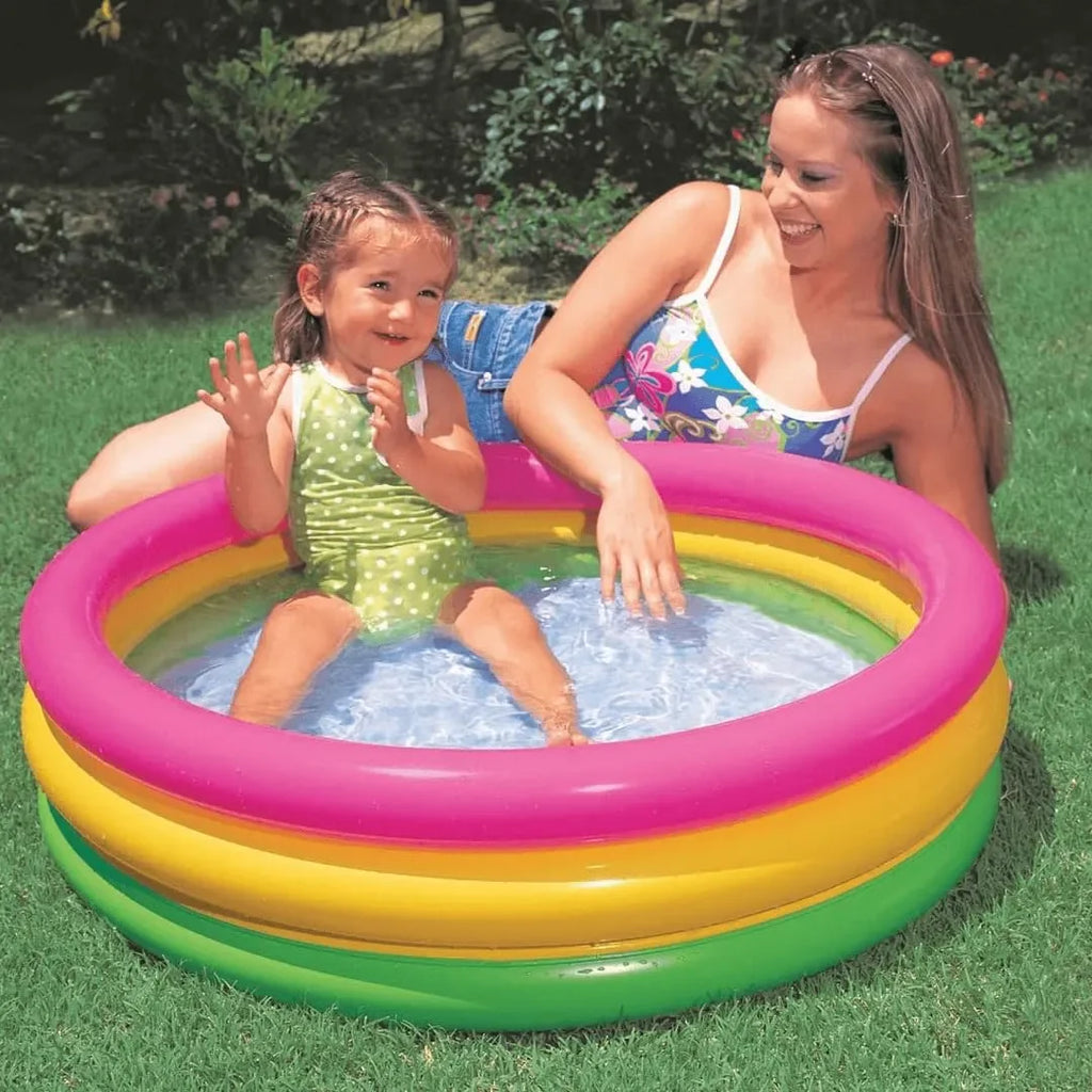 Intex Sunset Glow Baby Pool 3Ft – Inflatable Round Pool for Kids | 136L Capacity | Lightweight, Foldable, Multicolour | Indoor & Outdoor Use - Naivri