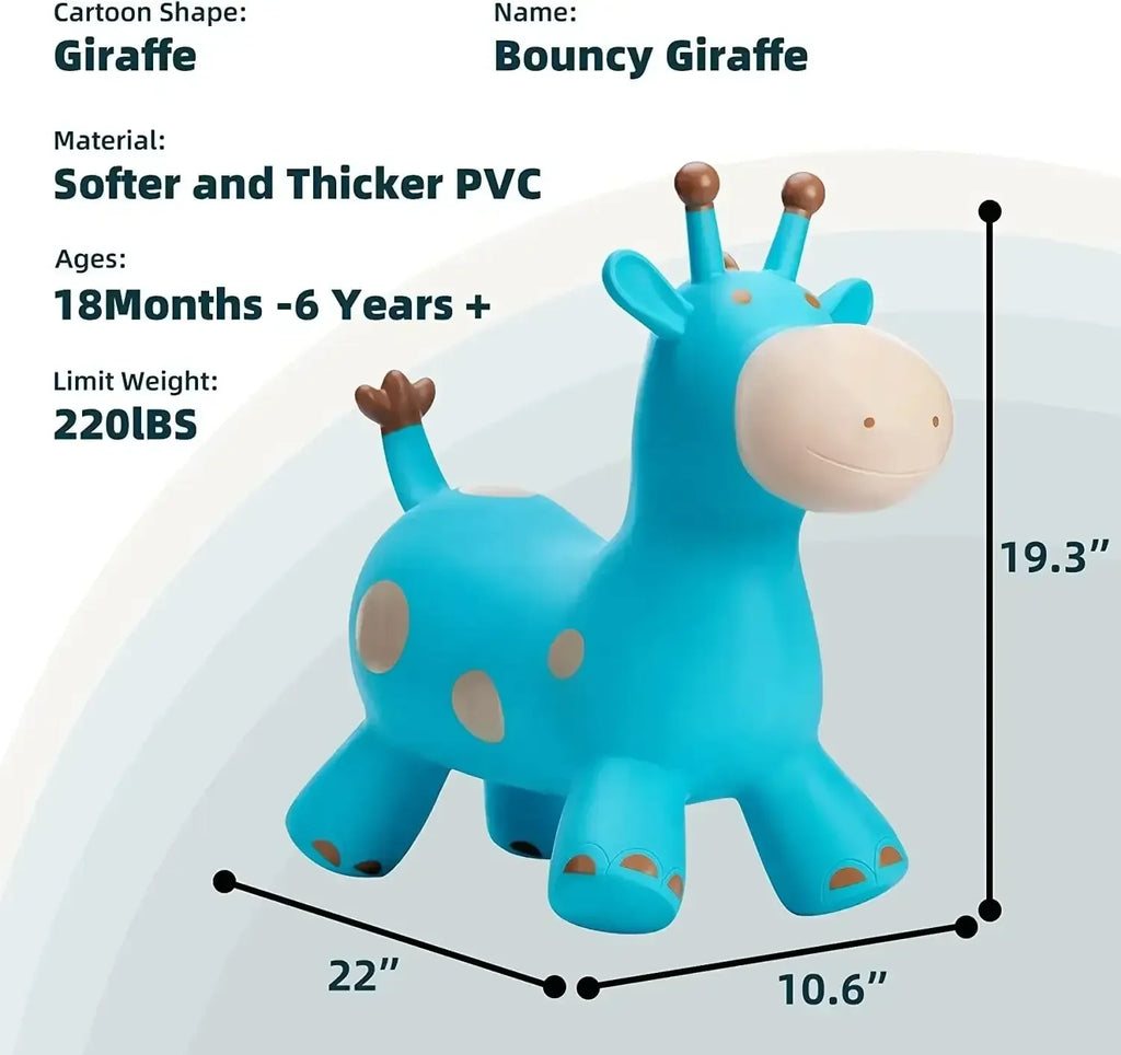 Itoys Jumpy Giraffe – Inflatable Bouncing Ride-On Toy for Toddlers (12 Months+) – Animal Hopper with Pump – BPA-Free – Available in Pink, Green, Blue, Orange, Yellow (Color May Vary) - Naivri