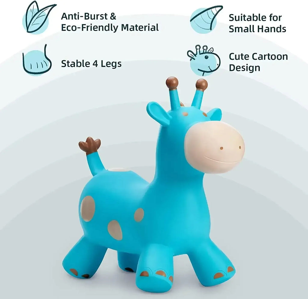 Itoys Jumpy Giraffe – Inflatable Bouncing Ride-On Toy for Toddlers (12 Months+) – Animal Hopper with Pump – BPA-Free – Available in Pink, Green, Blue, Orange, Yellow (Color May Vary) - Naivri