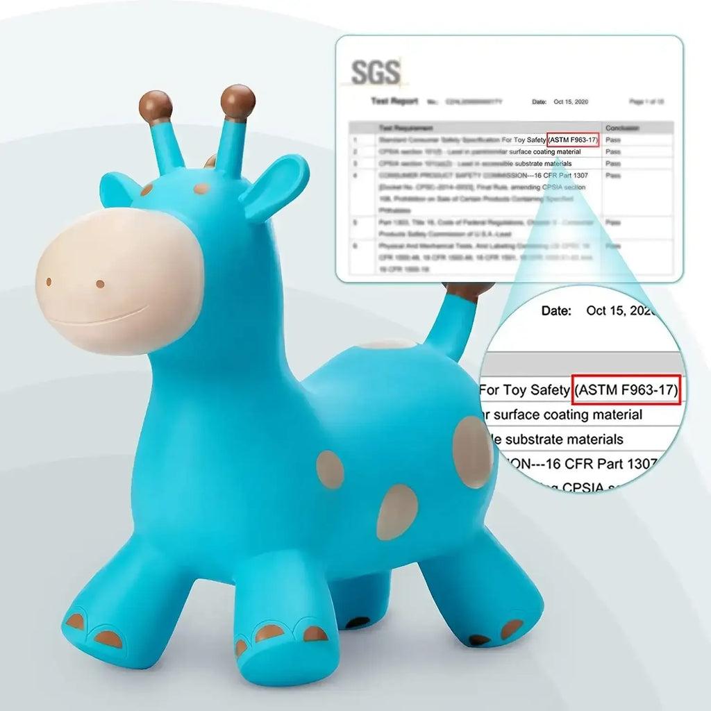 Itoys Jumpy Giraffe – Inflatable Bouncing Ride-On Toy for Toddlers (12 Months+) – Animal Hopper with Pump – BPA-Free – Available in Pink, Green, Blue, Orange, Yellow (Color May Vary) - Naivri