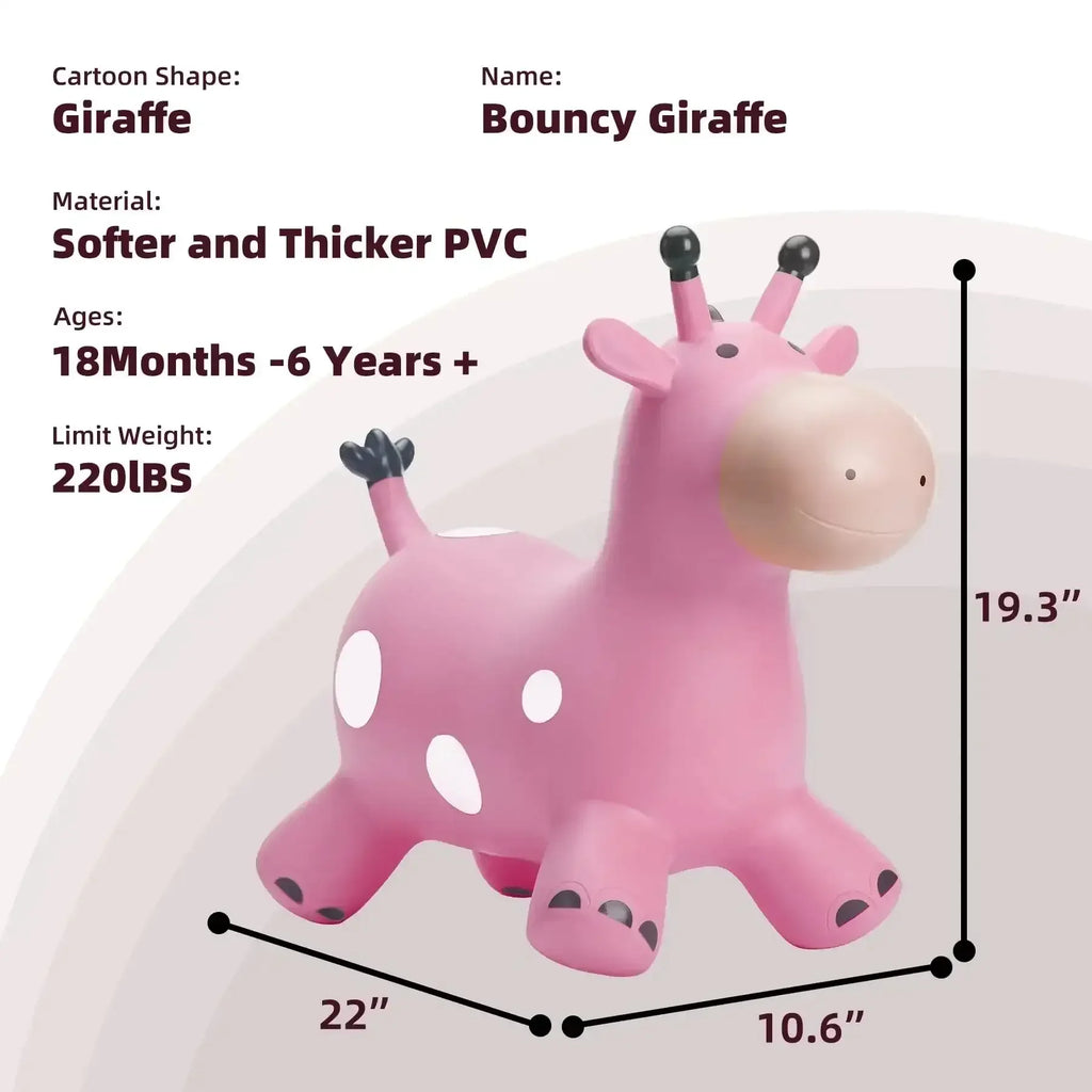 Itoys Jumpy Giraffe – Inflatable Bouncing Ride-On Toy for Toddlers (12 Months+) – Animal Hopper with Pump – BPA-Free – Available in Pink, Green, Blue, Orange, Yellow (Color May Vary) - Naivri