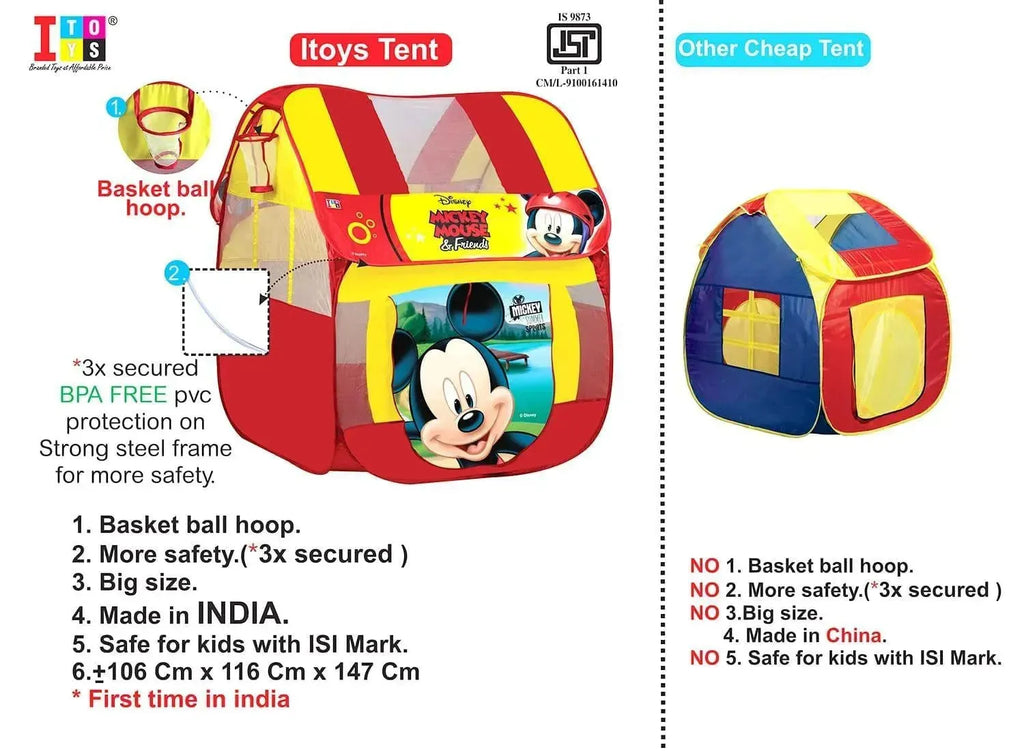 Itoys Mickey Pop Up Tent Foldable - Naivri