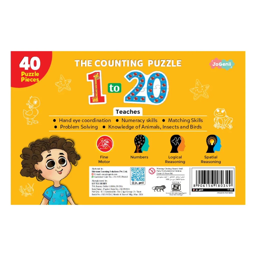 JoGenii 1-20 Counting Puzzle - Animal Edition - Naivri