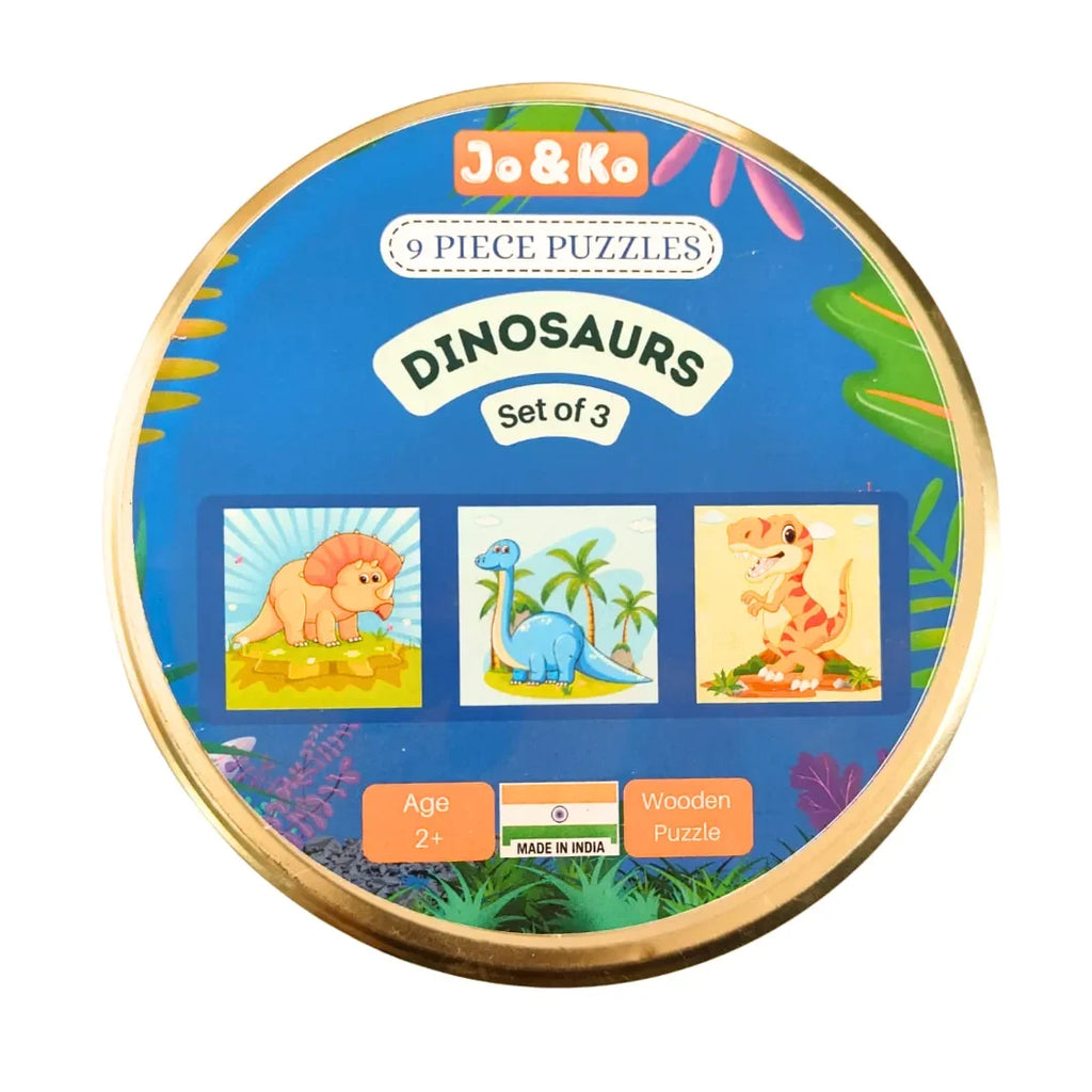 JoGenii 9 pc Dinosaur Jigsaw Puzzle (Set of 3) - Naivri