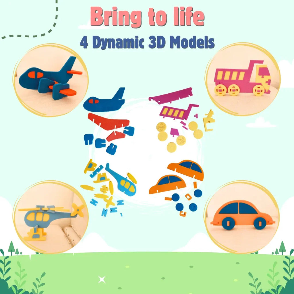 JoGenii I Can Be a Transport Engineer – 3D Foam Model Kit – Educational Miniature Models Kit with Knowledge Book, Indoor games toys gift for 3 4 5 6 7-8 8-10 year old girl or boy, unique engaging puzzles - Naivri