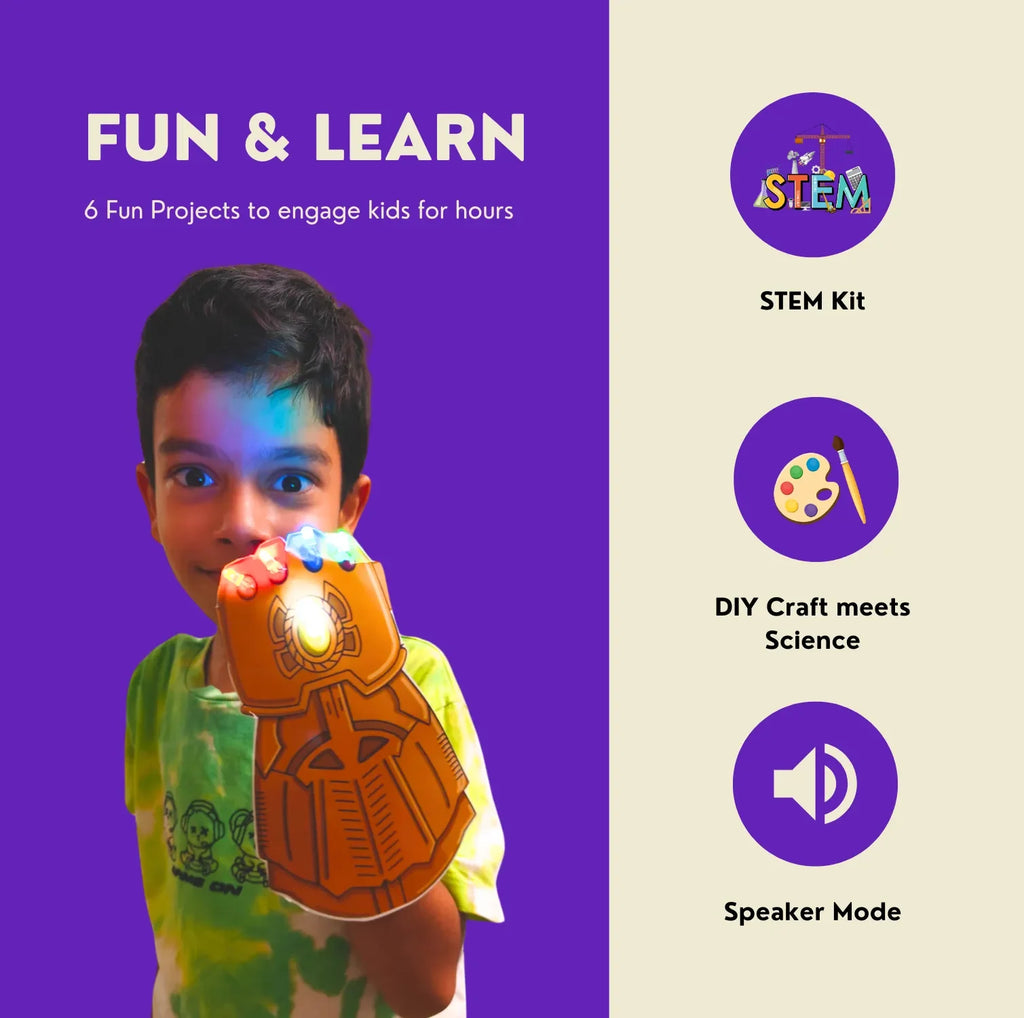 JoGenii's I Can Light It Up - Paper Circuit DIY Kit | Contains 6 DIY projects | Science meets Craft | Includes 2 DIY Superhero Accessories - Naivri