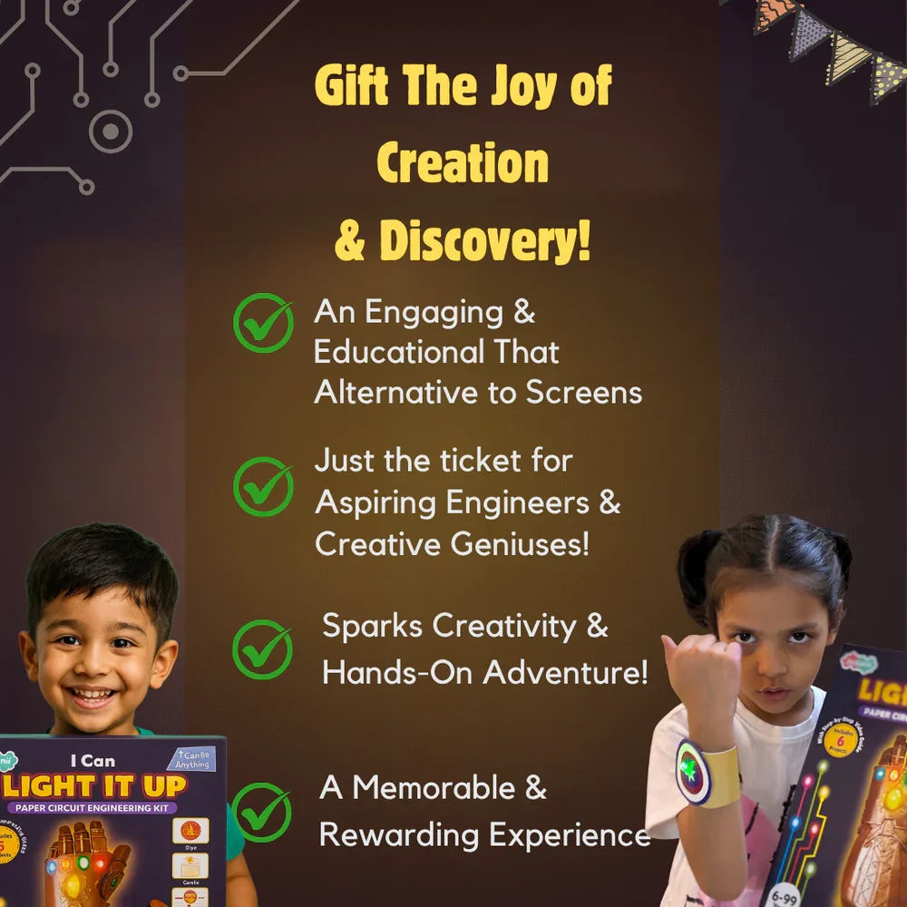 JoGenii's I Can Light It Up - Paper Circuit DIY Kit | Contains 6 DIY projects | Science meets Craft | Includes 2 DIY Superhero Accessories - Naivri
