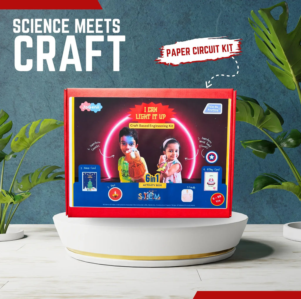 JoGenii's I Can Light It Up - Paper Circuit DIY Kit | Contains 6 DIY projects | Science meets Craft | Includes 2 DIY Superhero Accessories - Naivri