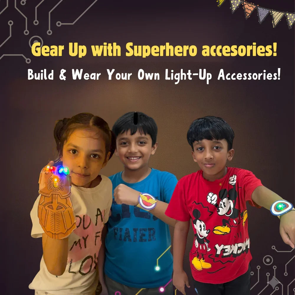 JoGenii's I Can Light It Up - Paper Circuit DIY Kit | Contains 6 DIY projects | Science meets Craft | Includes 2 DIY Superhero Accessories - Naivri