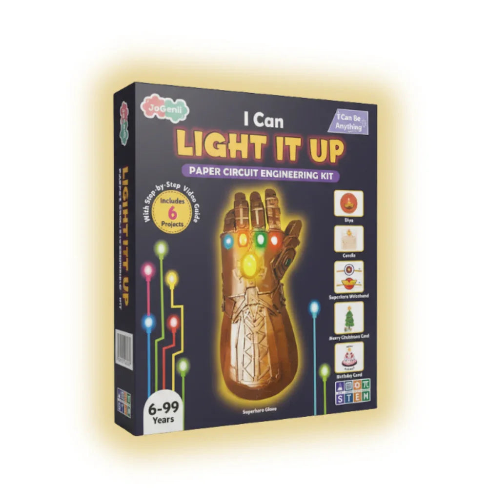 JoGenii's I Can Light It Up - Paper Circuit DIY Kit | Contains 6 DIY projects | Science meets Craft | Includes 2 DIY Superhero Accessories - Naivri