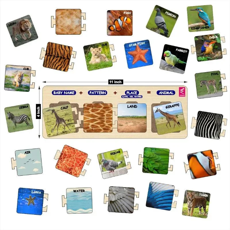 JoGenii Wooden Animal World Self Correcting Activity Game (30 pcs) (3 to 6 years) - Naivri