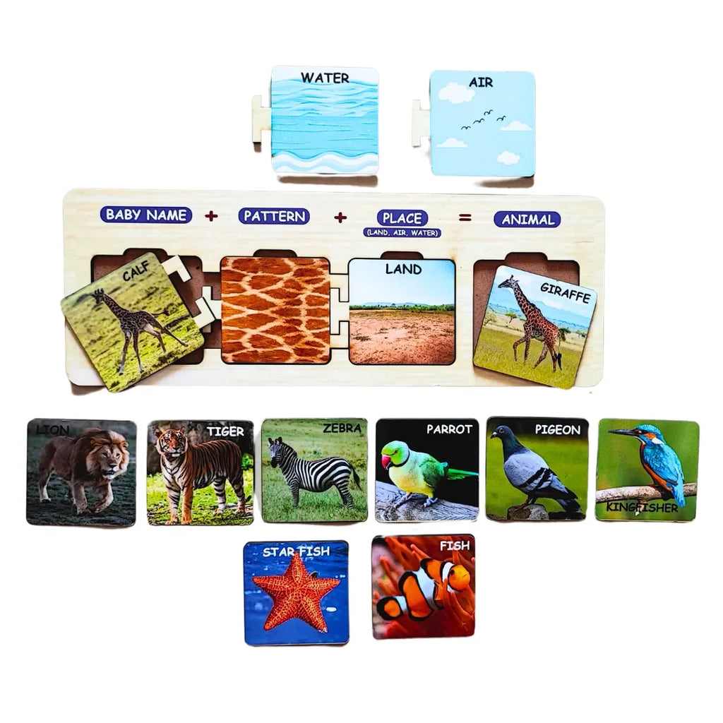 JoGenii Wooden Animal World Self Correcting Activity Game (30 pcs) (3 to 6 years) - Naivri