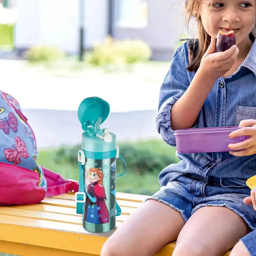 Joyo Cool Champ 450 ml Stainless Steel Insulated Kids Water Bottle | BPA-Free | Push Button Lid | Hot & Cold | Disney & Marvel Characters - Naivri