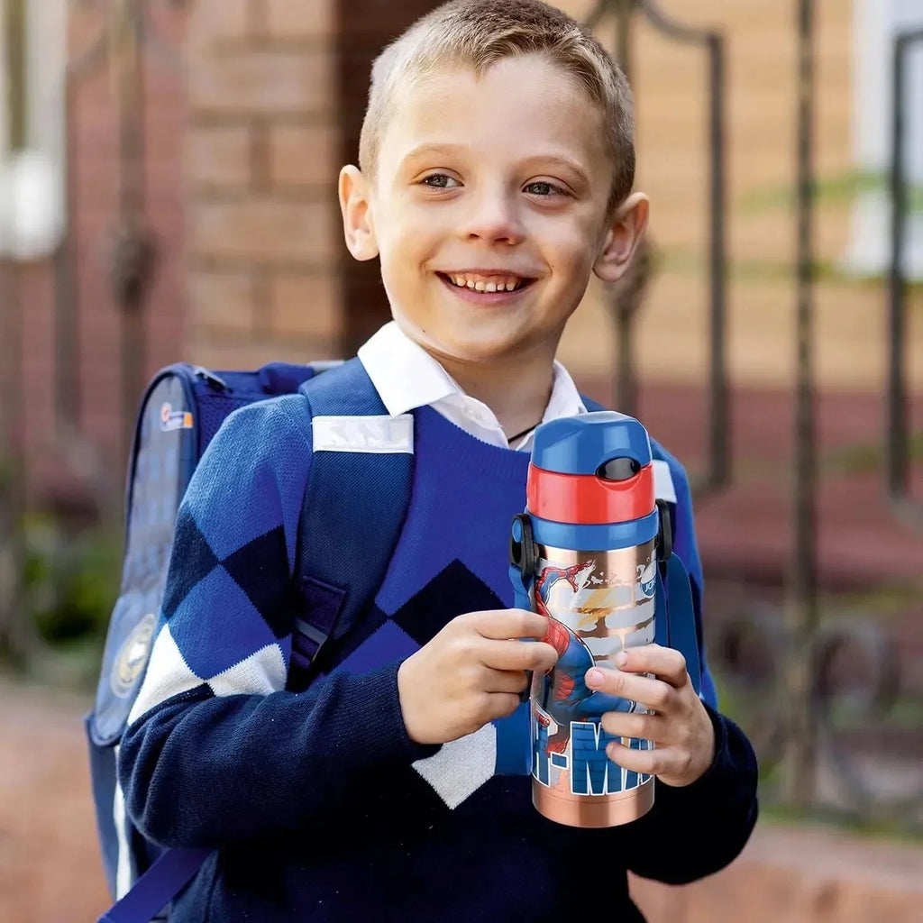 Joyo Cool Mate 450 ml Stainless Steel Vacuum Insulated Kids Sipper Water Bottle | Hot & Cold | Push Button Lid | BPA-Free | Disney & Marvel Character Designs - Naivri