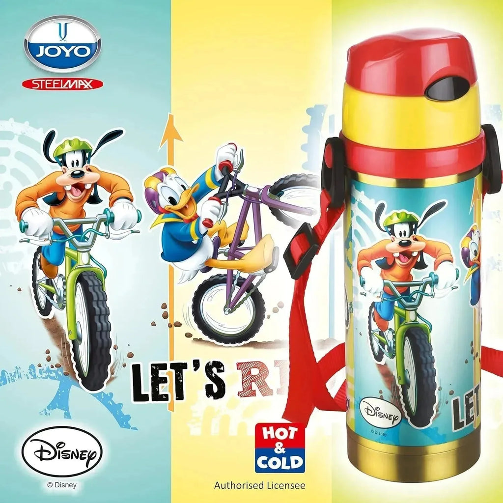 Joyo Cool Mate 450 ml Stainless Steel Vacuum Insulated Kids Sipper Water Bottle | Hot & Cold | Push Button Lid | BPA-Free | Disney & Marvel Character Designs - Naivri