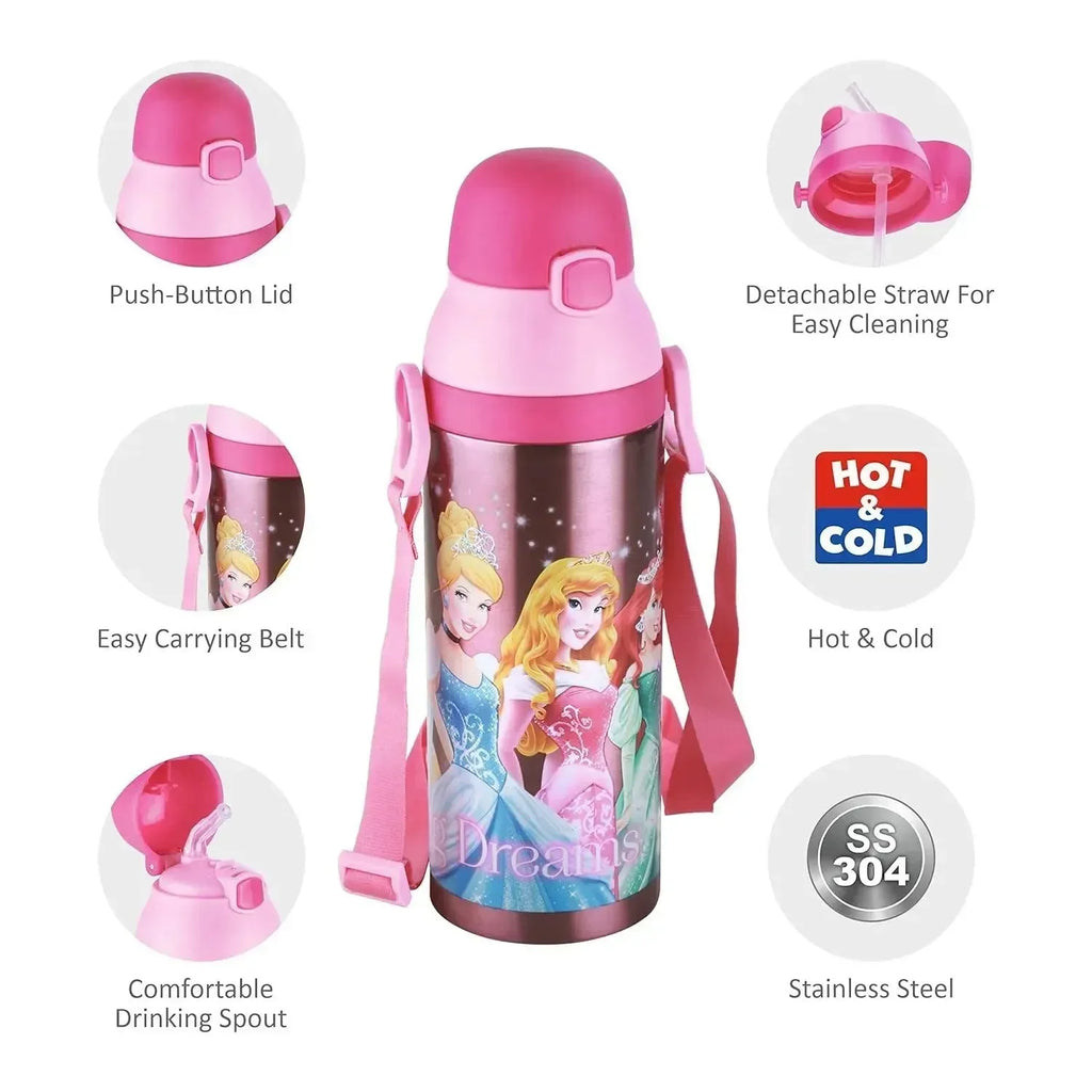 Joyo Kiddo 500 ml Stainless Steel Vacuum Insulated Water Bottle for Kids | Hot & Cold | Push Button Lid | BPA-Free | Disney & Marvel Characters - Naivri