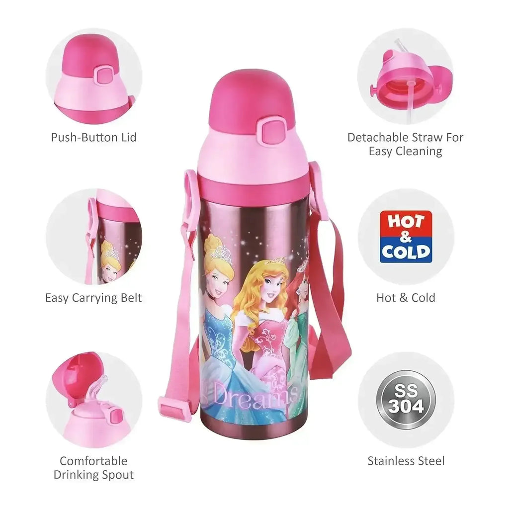 Joyo Kiddo 500 ml Stainless Steel Vacuum Insulated Water Bottle for Kids | Hot & Cold | Push Button Lid | BPA-Free | Disney & Marvel Characters - Naivri