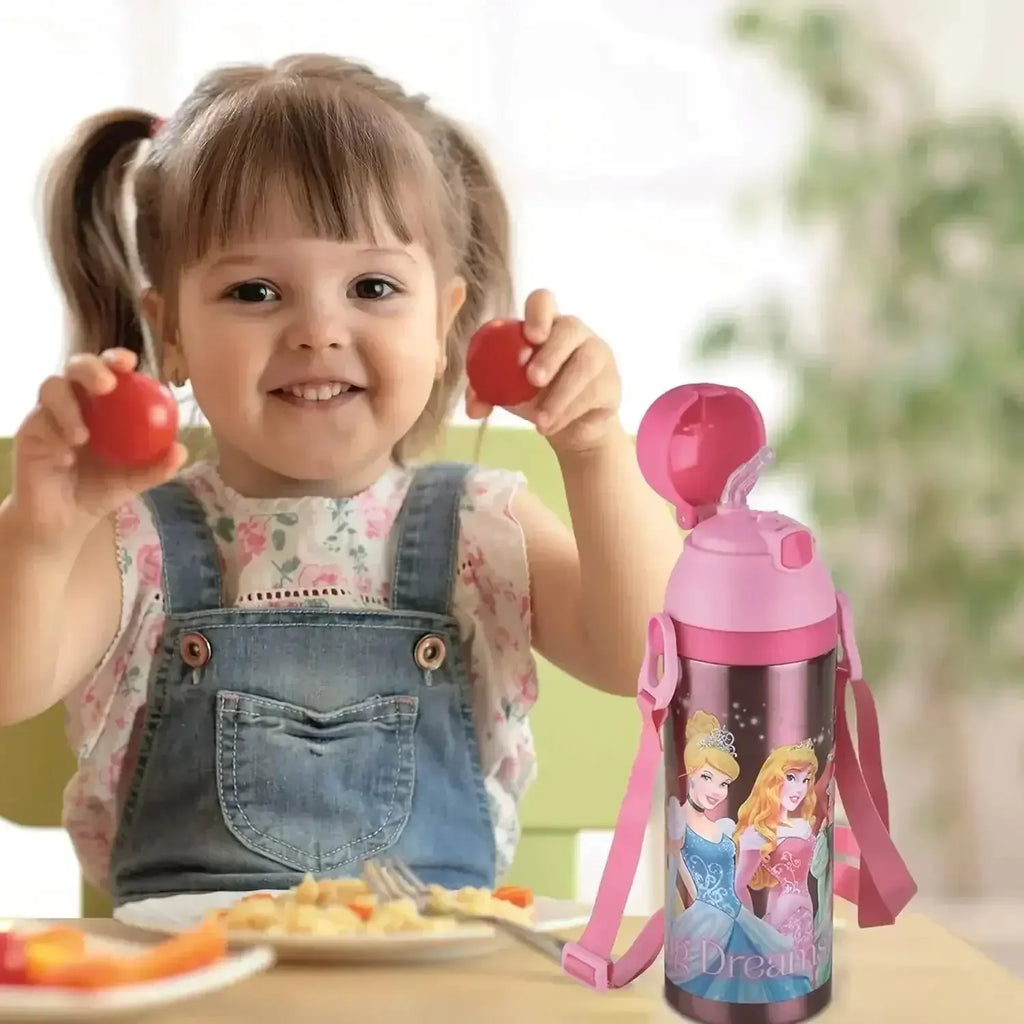 Joyo Kiddo 500 ml Stainless Steel Vacuum Insulated Water Bottle for Kids | Hot & Cold | Push Button Lid | BPA-Free | Disney & Marvel Characters - Naivri