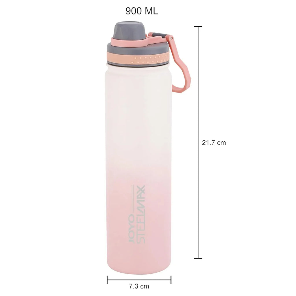 Joyo Sprint 900 ml Stainless Steel Vacuum Bottle | 24 Hrs Cold, 18 Hrs Hot | Leak-Proof, BPA-Free, Easy Grip for Office, Travel, Gym - Naivri