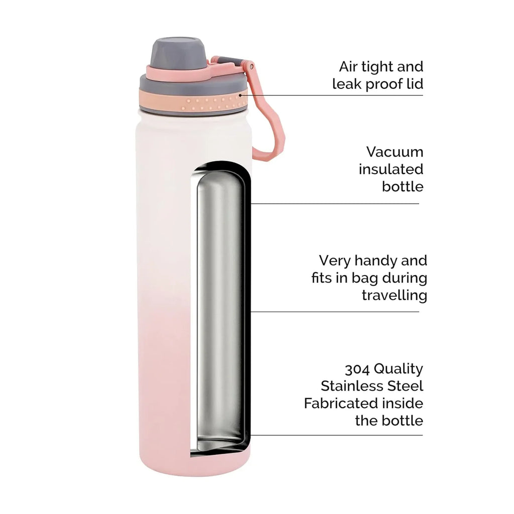 Joyo Sprint 900 ml Stainless Steel Vacuum Bottle | 24 Hrs Cold, 18 Hrs Hot | Leak-Proof, BPA-Free, Easy Grip for Office, Travel, Gym - Naivri