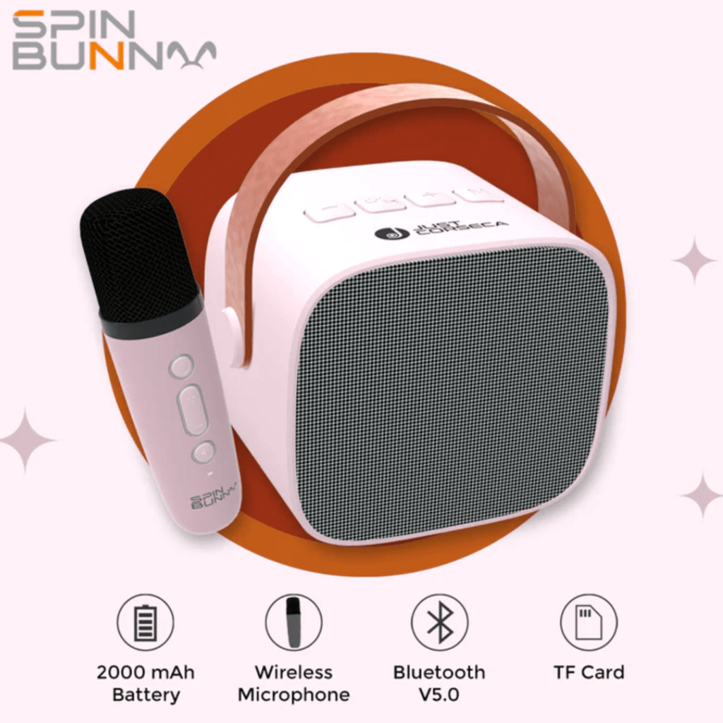 Just Corseca Spin Bunny Karaoke Portable Speaker Pink - Naivri