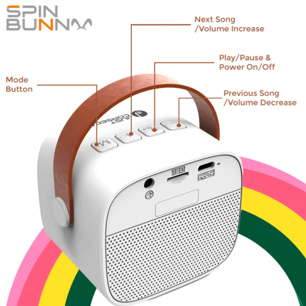 Just Corseca Spin Bunny Karaoke Portable Speaker White - Naivri