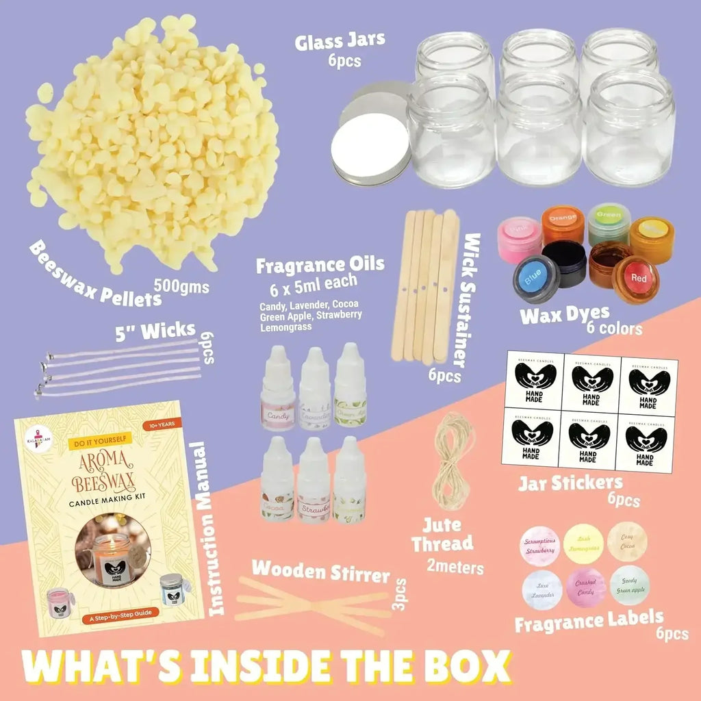 Kalakaram Aroma Beeswax Candle Craft Kit – DIY Candle-Making Set with Natural Ingredients for Ages 10+ - Naivri