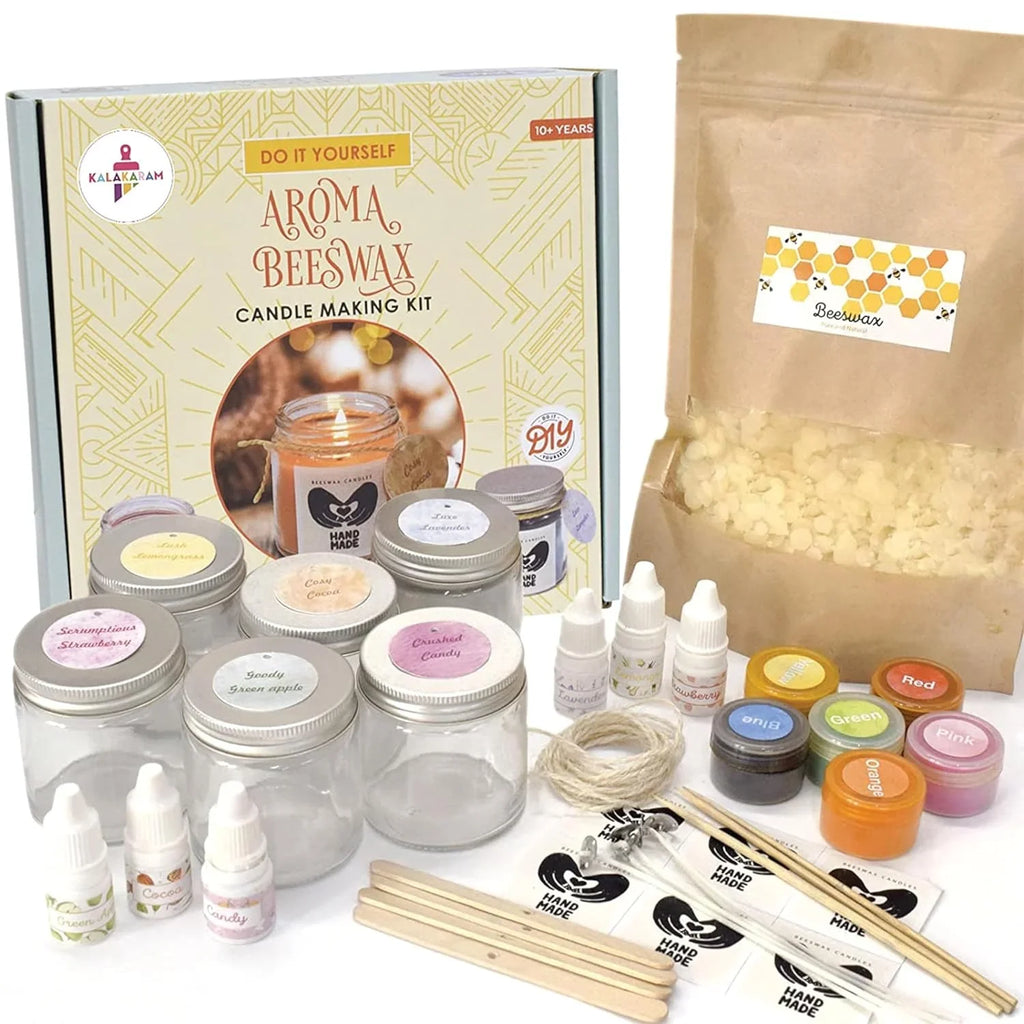 Kalakaram Aroma Beeswax Candle Craft Kit – DIY Candle-Making Set with Natural Ingredients for Ages 10+ - Naivri