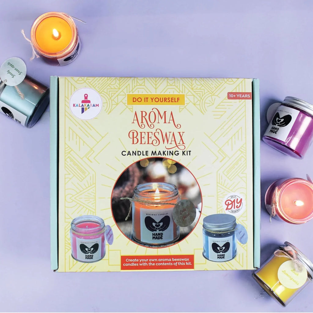 Kalakaram Aroma Beeswax Candle Craft Kit – DIY Candle-Making Set with Natural Ingredients for Ages 10+ - Naivri