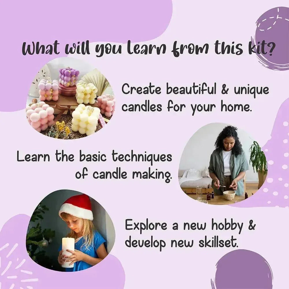 Kalakaram Bubble Candle Making Kit – DIY Scented Soy Wax Candles for Kids & Adults - Naivri
