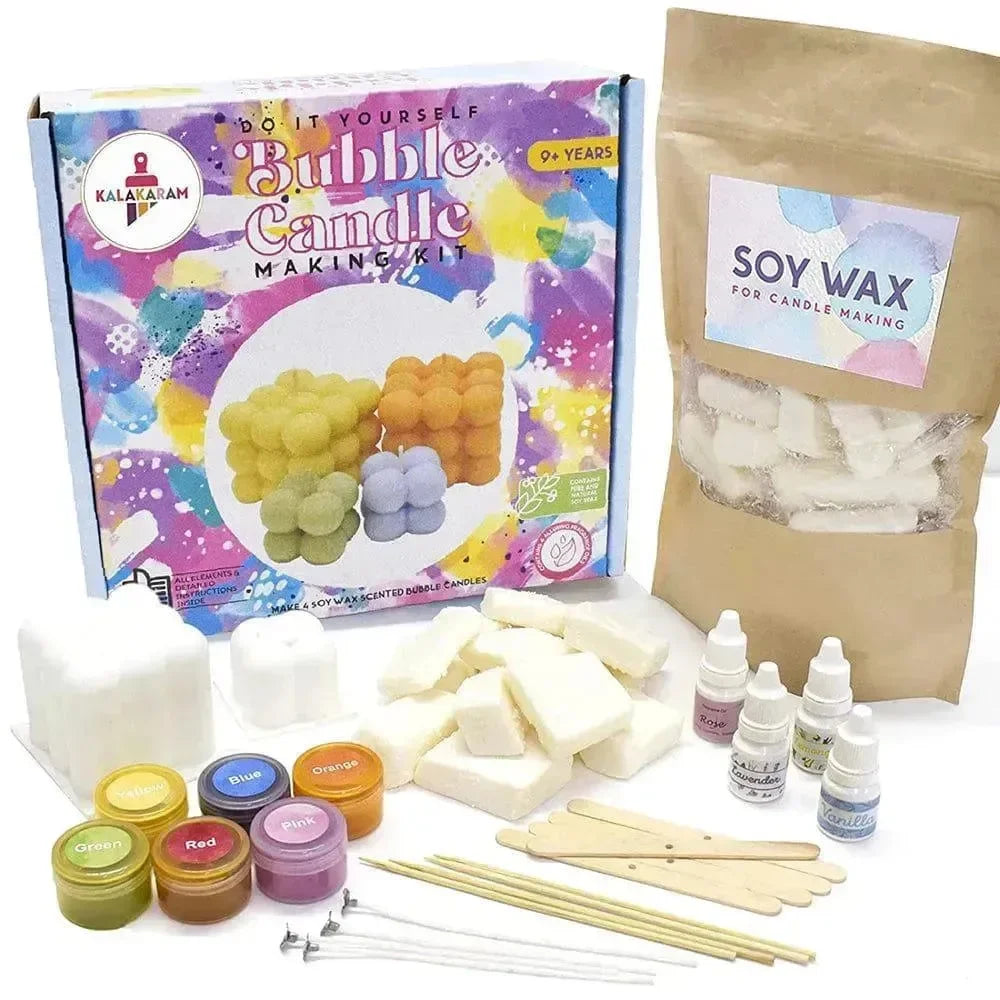 Kalakaram Bubble Candle Making Kit – DIY Scented Soy Wax Candles for Kids & Adults - Naivri