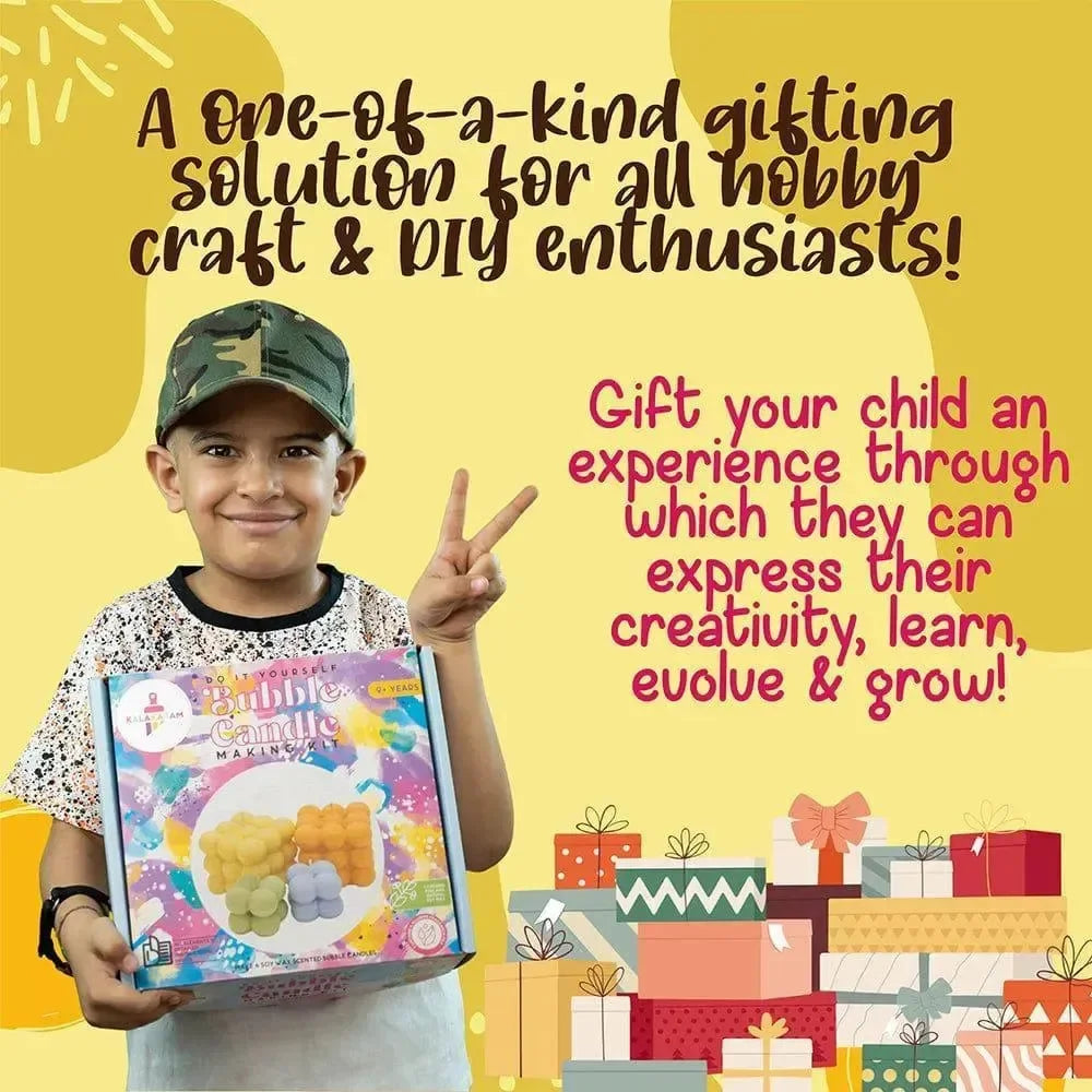 Kalakaram Bubble Candle Making Kit – DIY Scented Soy Wax Candles for Kids & Adults - Naivri