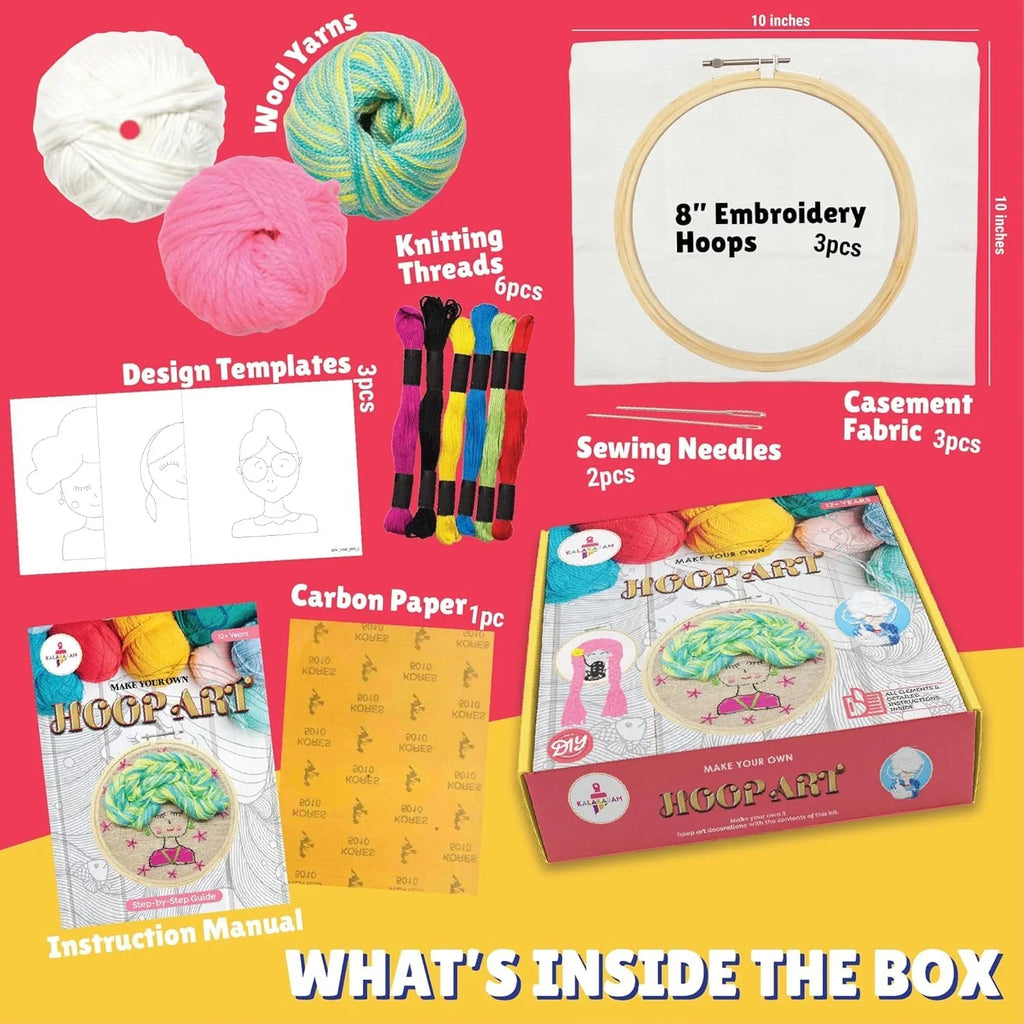 Kalakaram DIY Embroidery Hoop Art Kit – 3 Elegant Designs for Ages 12+ - Naivri
