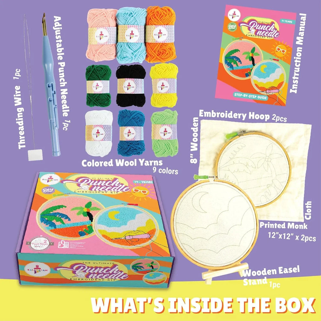 Kalakaram DIY Punch Needle Embroidery Kit – Complete Craft Set for Beginners & Teens (12Y+) - Naivri