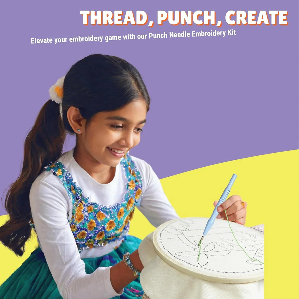 Kalakaram DIY Punch Needle Embroidery Kit – Complete Craft Set for Beginners & Teens (12Y+) - Naivri