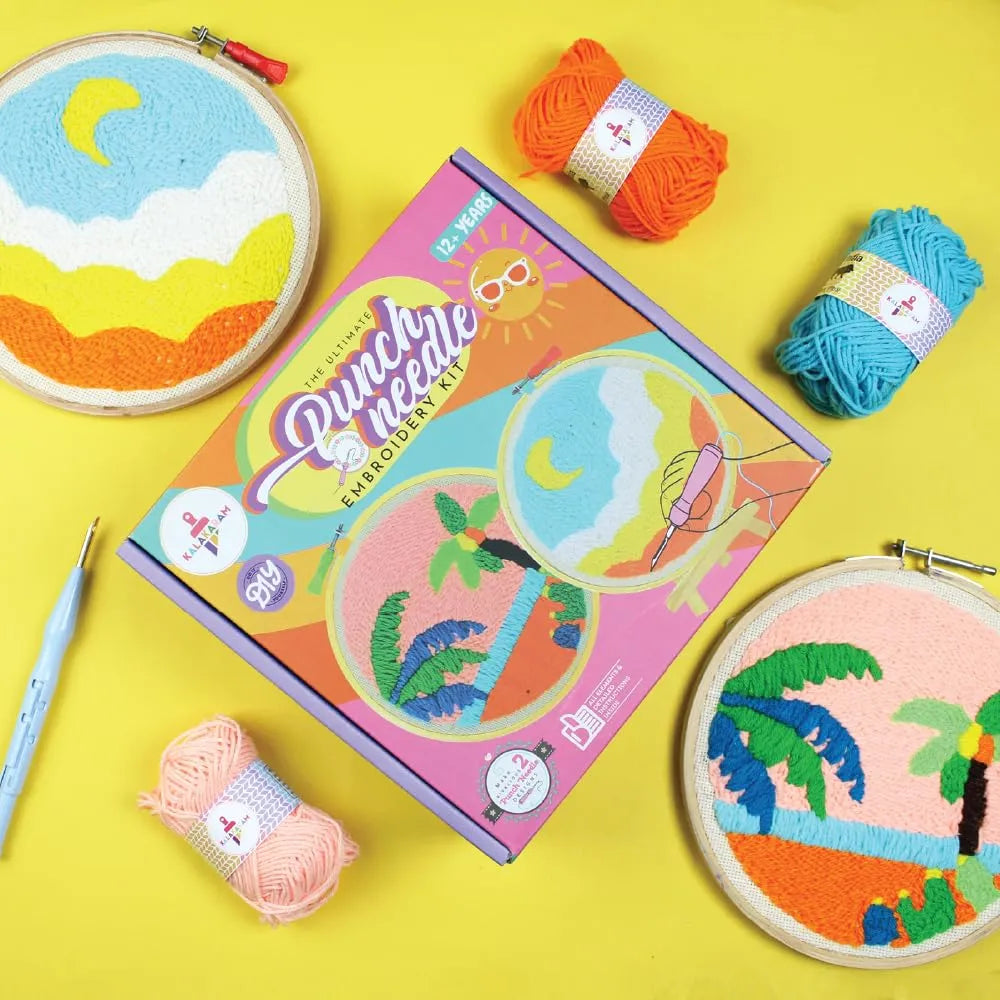 Kalakaram DIY Punch Needle Embroidery Kit – Complete Craft Set for Beginners & Teens (12Y+) - Naivri