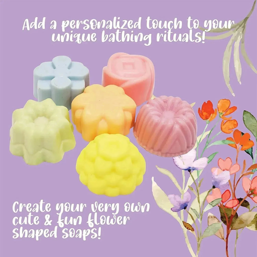 Kalakaram Floral Soap Making Kit – DIY Natural Cocoa Butter Soaps | SLS & Paraben-Free | Includes Essential Oils, Flower Mould & Soap Dyes | Make 6 Handmade Soaps | Creative Gift for Kids & Adults - Naivri