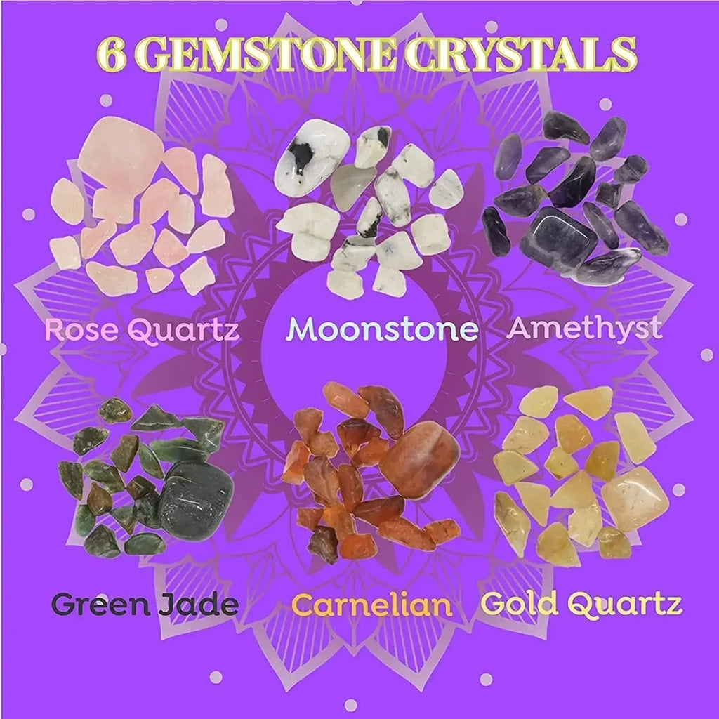 Kalakaram Gemstone Candle Making DIY Kit – Make 6 Scented Soy Wax Candles with Natural Gemstones, Fragrance Oils & All Materials Included | Premium Craft Kit for Teens & Adults | Ideal Gift Box - Naivri