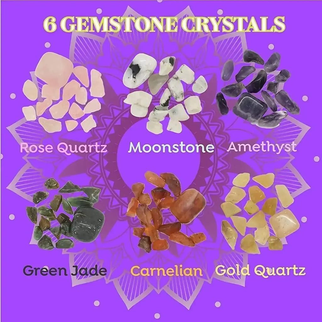 Kalakaram Gemstone Candle Making DIY Kit – Make 6 Scented Soy Wax Candles with Natural Gemstones, Fragrance Oils & All Materials Included | Premium Craft Kit for Teens & Adults | Ideal Gift Box - Naivri