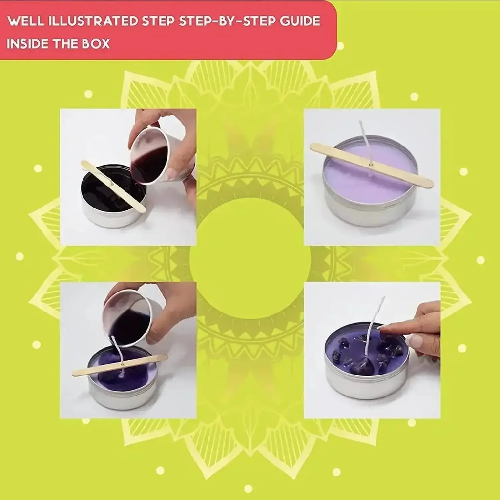 Kalakaram Gemstone Candle Making DIY Kit – Make 6 Scented Soy Wax Candles with Natural Gemstones, Fragrance Oils & All Materials Included | Premium Craft Kit for Teens & Adults | Ideal Gift Box - Naivri