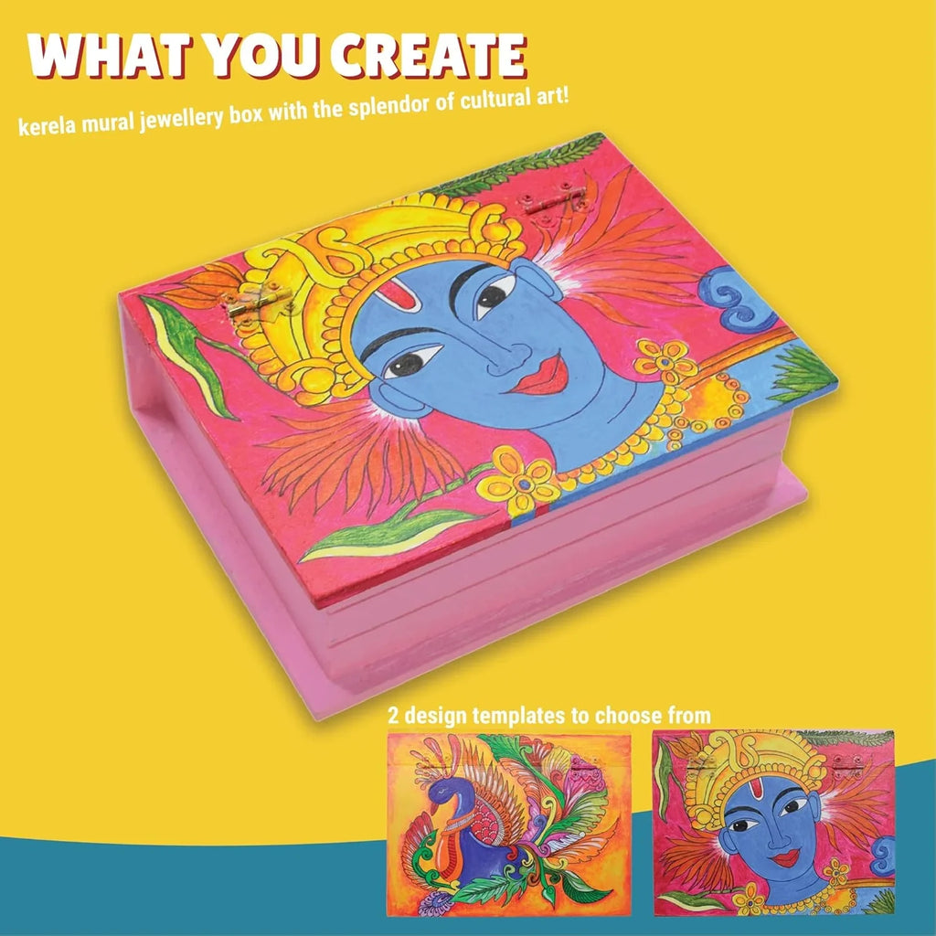 Kalakaram Kerala Mural Art Jewellery Box Kit – DIY Cultural Painting Activity for Ages 10+ - Naivri