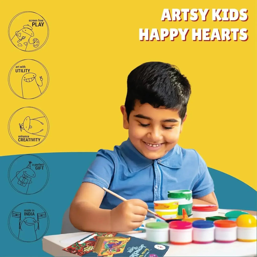 Kalakaram Kerala Mural Art Jewellery Box Kit – DIY Cultural Painting Activity for Ages 10+ - Naivri