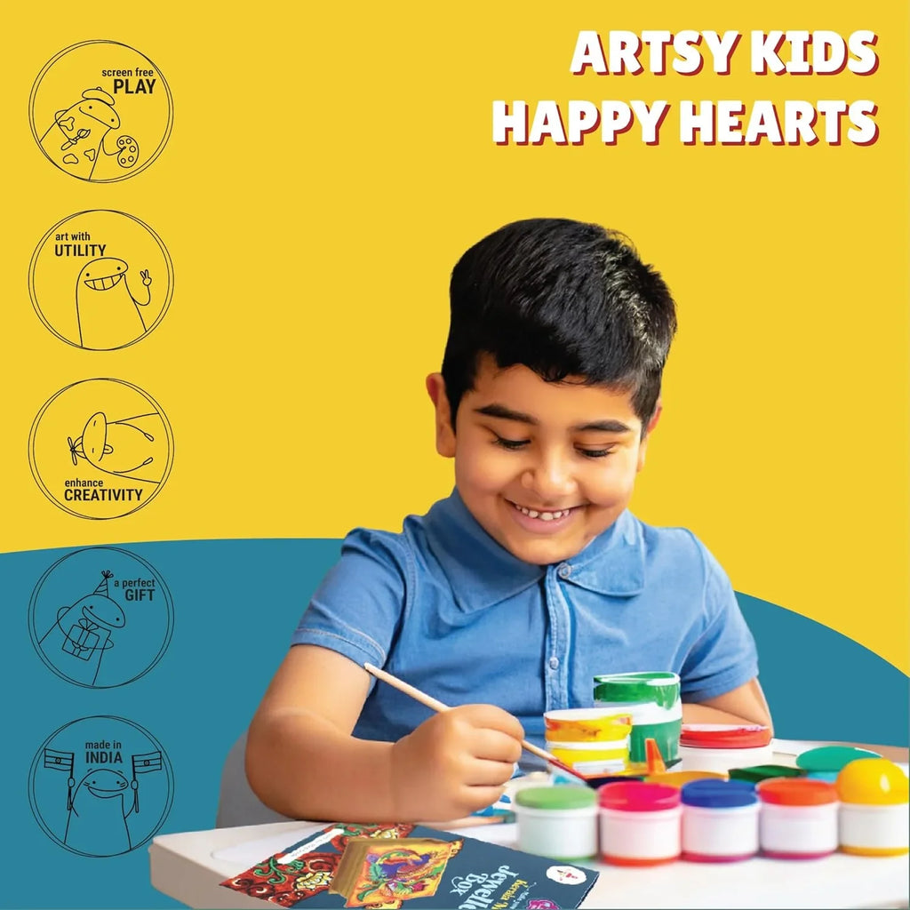 Kalakaram Kerala Mural Art Jewellery Box Kit – DIY Cultural Painting Activity for Ages 10+ - Naivri