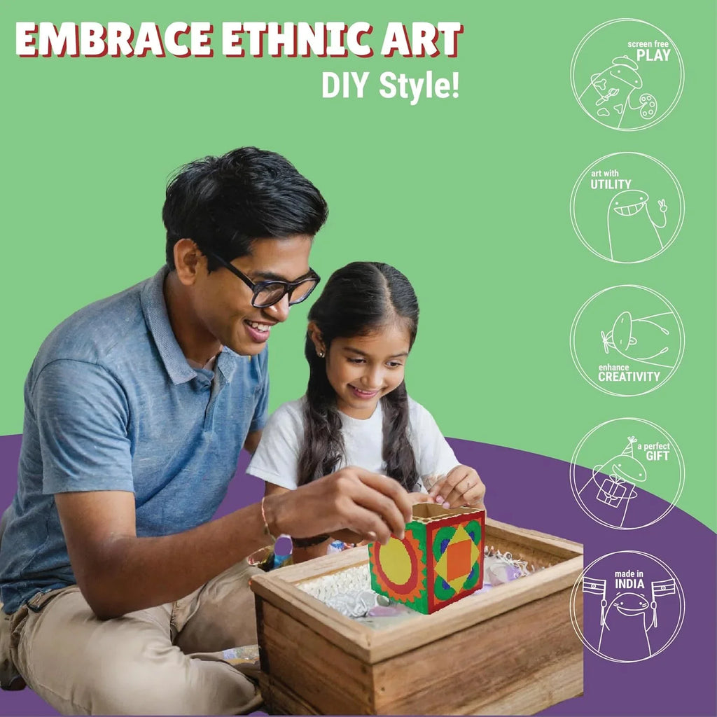 Kalakaram Lippan Mirror Art DIY Pen Stand Kit – Traditional Folk Craft for Kids & Adults (12Y+) - Naivri