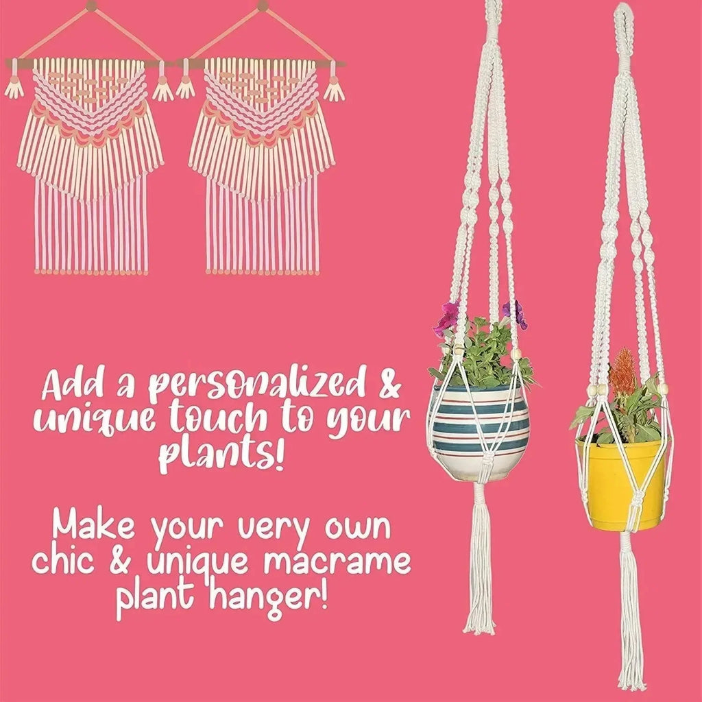 Kalakaram Macrame Plant Hanger Kit – DIY Home Décor Craft Kit for Kids & Adults - Naivri