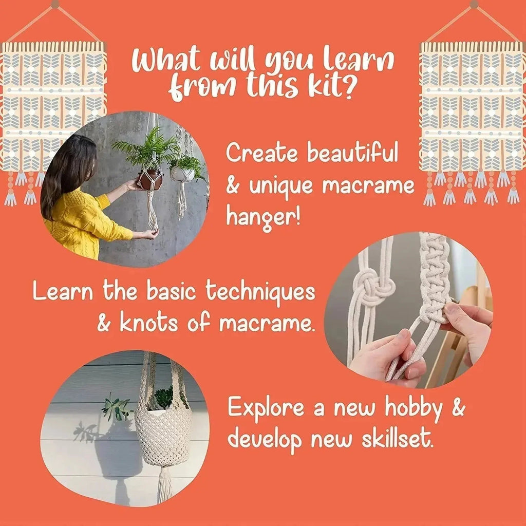 Kalakaram Macrame Plant Hanger Kit – DIY Home Décor Craft Kit for Kids & Adults - Naivri