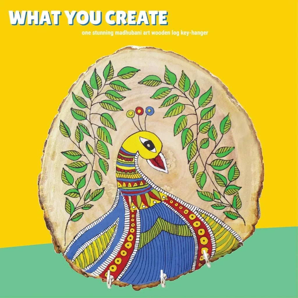 Kalakaram Make Your Own Madhubani Painting Key Hanger DIY Activity Box – Traditional Indian Art Meets Creative Utility | Complete Craft Kit with Key Holder, Tools & Step-by-Step Guide for Ages 12+ - Naivri