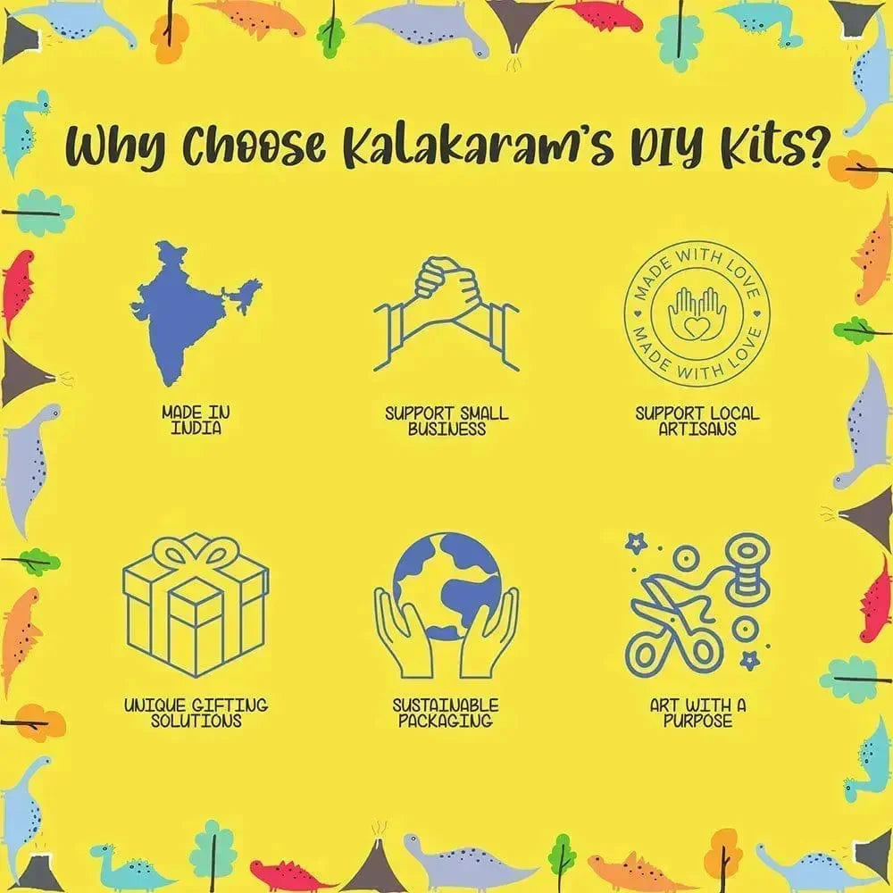 Kalakaram Paint Your Own Dinosaur Coasters – Creative DIY Art Kit for Kids with Acrylic Paints - Naivri